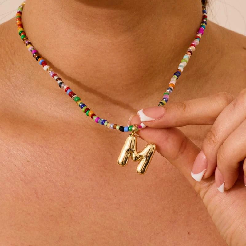 Collier Initiale Colorée